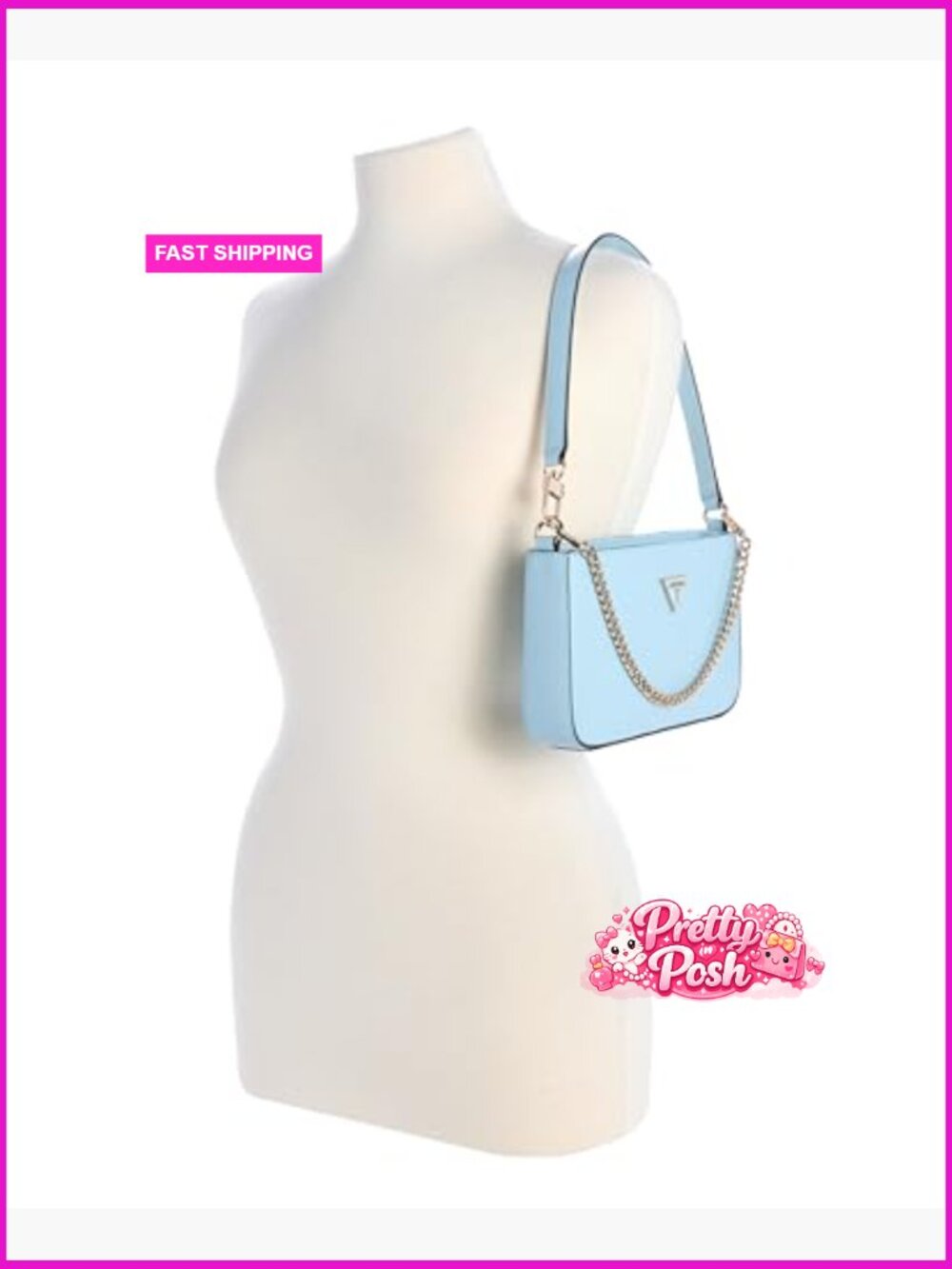 Mini Top Zip Shoulder Bag with Detachable Chain - Picture 5 of 5